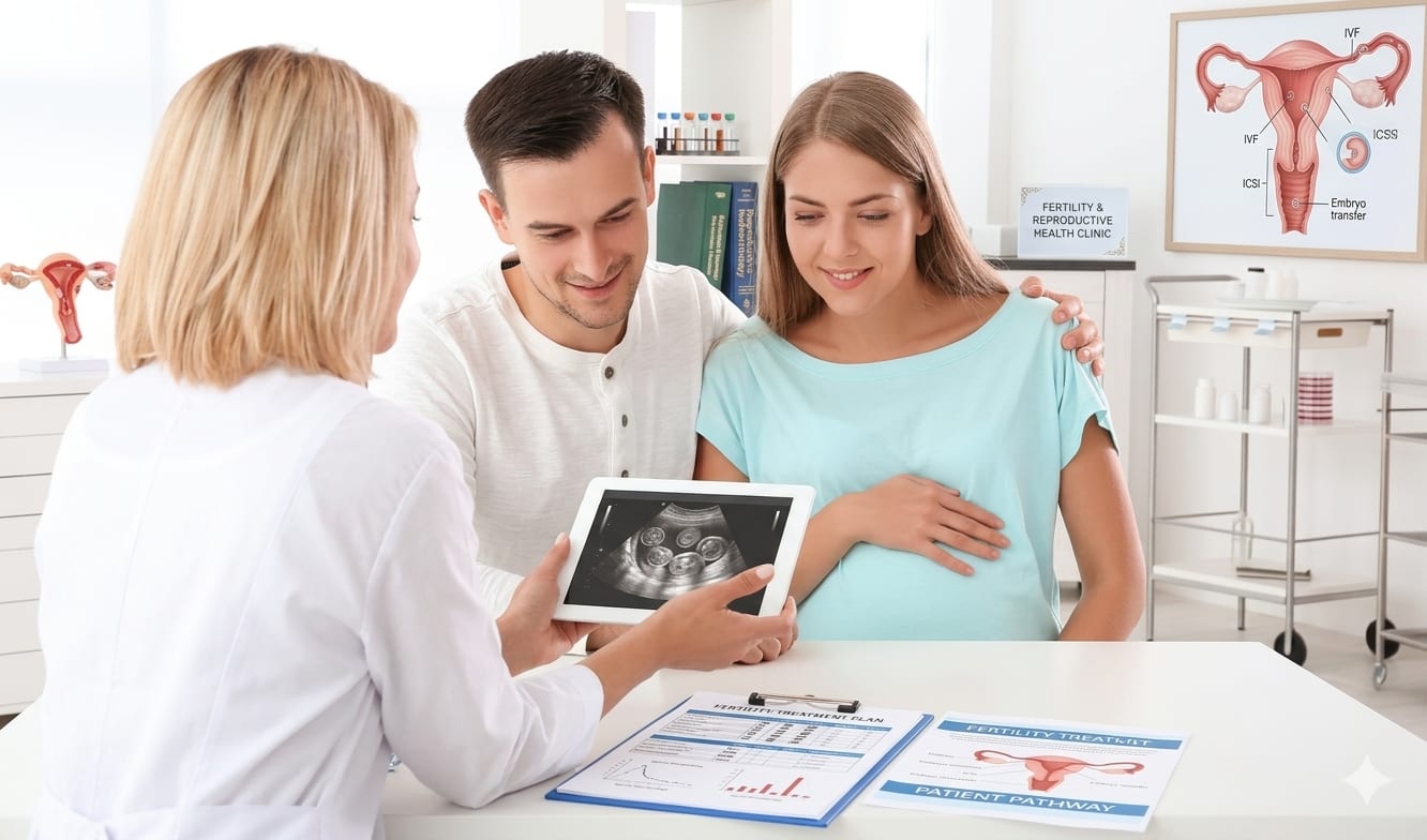 A clinician working with a fertility patient on the MedART platform
